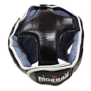MORGAN LEATHER HEAD GUARD WITH ABX PLASTIC REMOVABLE GRILL SM/MED/LG/EX LG