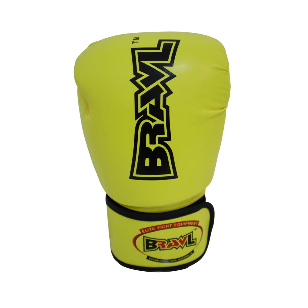BRAWL Durable PU Leather Exterior Boxing Gloves – Yellow