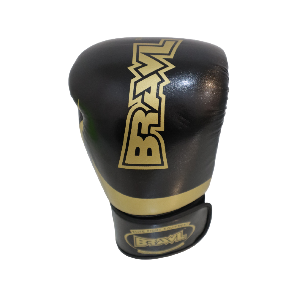 BRAWL Durable PU Leather Exterior Boxing Gloves Black Gold
