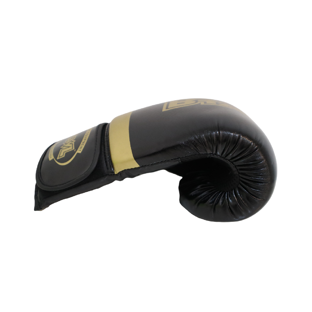 BRAWL Durable PU Leather Exterior Boxing Gloves Black Gold