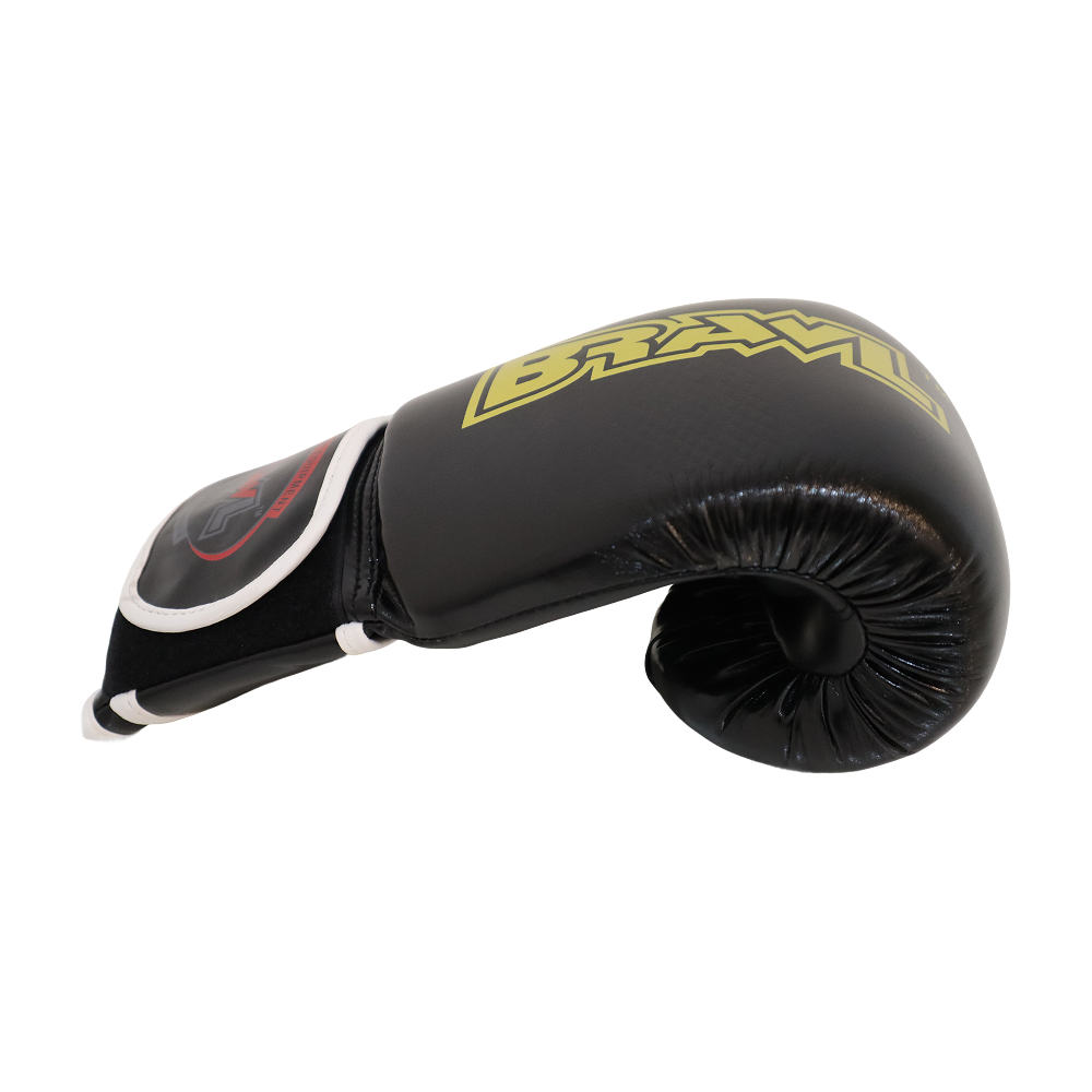 BRAWL Durable PU Leather Exterior Boxing Gloves Black Yellow - Image 3