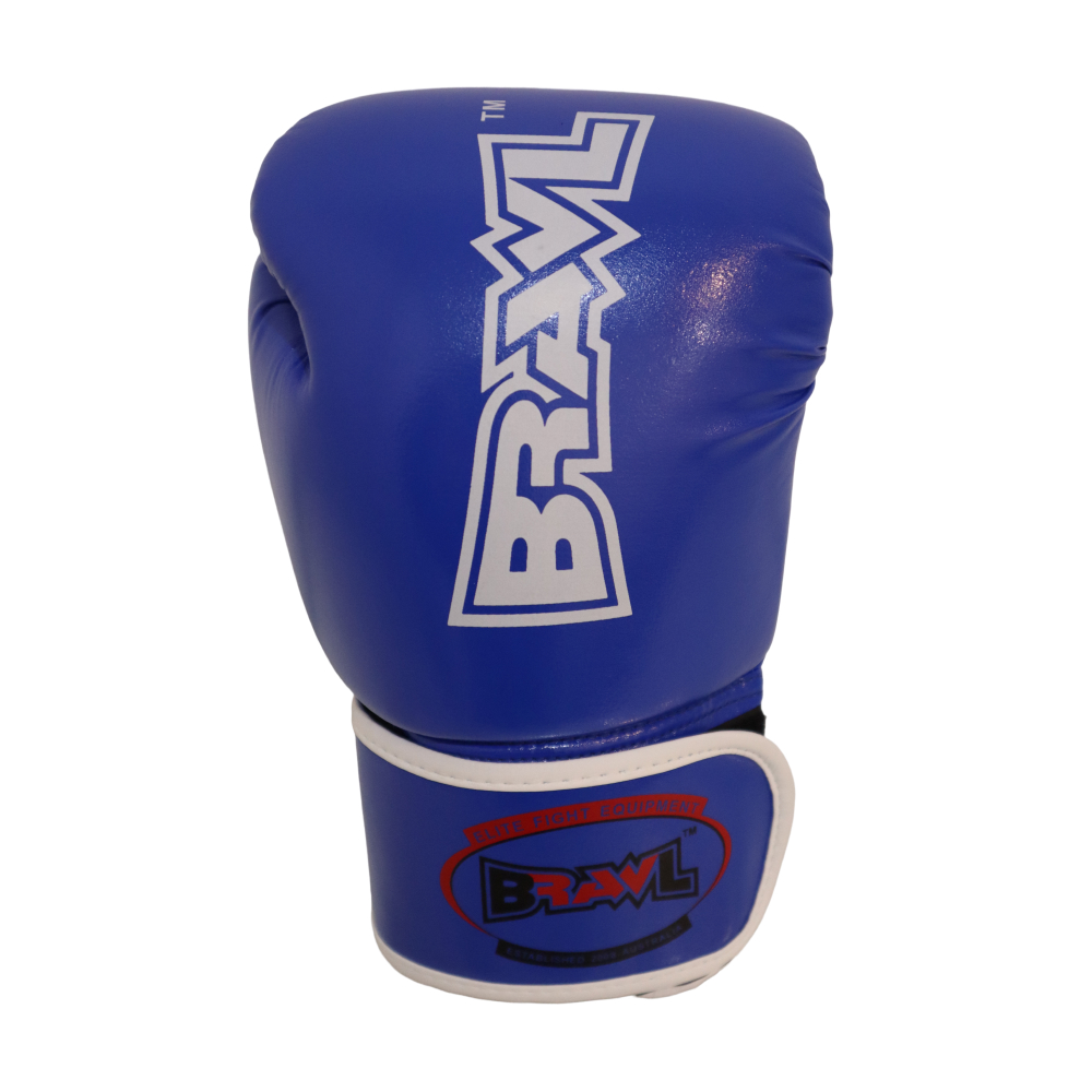 BRAWL Durable PU Leather Exterior Boxing Gloves Blue